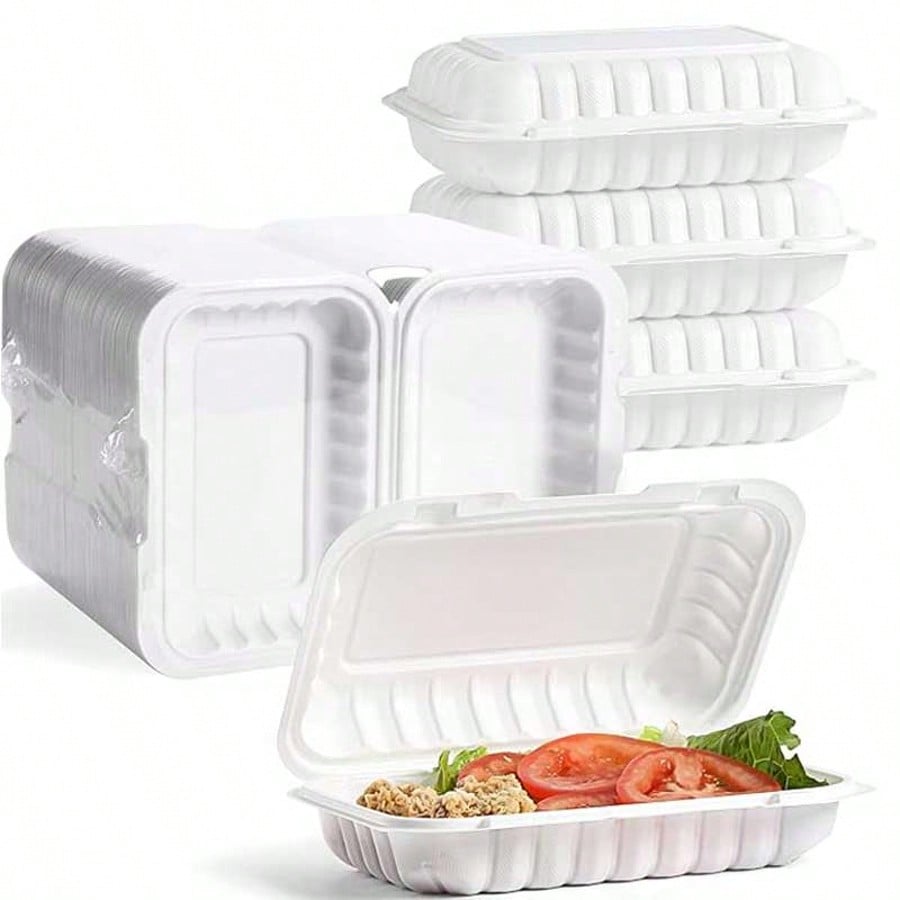 Meal Prep Restaurant - 50-pack voedselopslagcontainers, PP-plastic afhaalkratten, stevige clamshell,