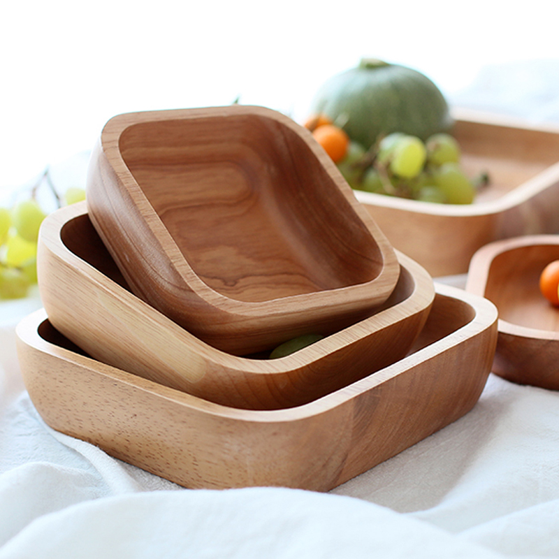 Meal Prep Bowl - 1Pc Vierkante Hout Kom 4 Size