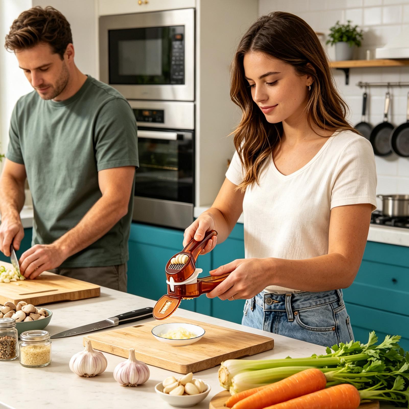 Meal Prep Restaurant - Knoflookpers van roestvrij staal, ergonomisch ontwerp,