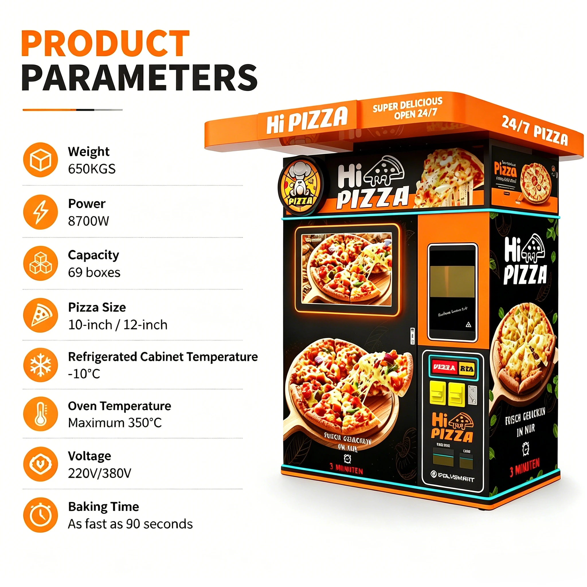 Meal Prep Vending Machine - Geavanceerde volautomatische pizzamachine, verse pizzamaker, hete