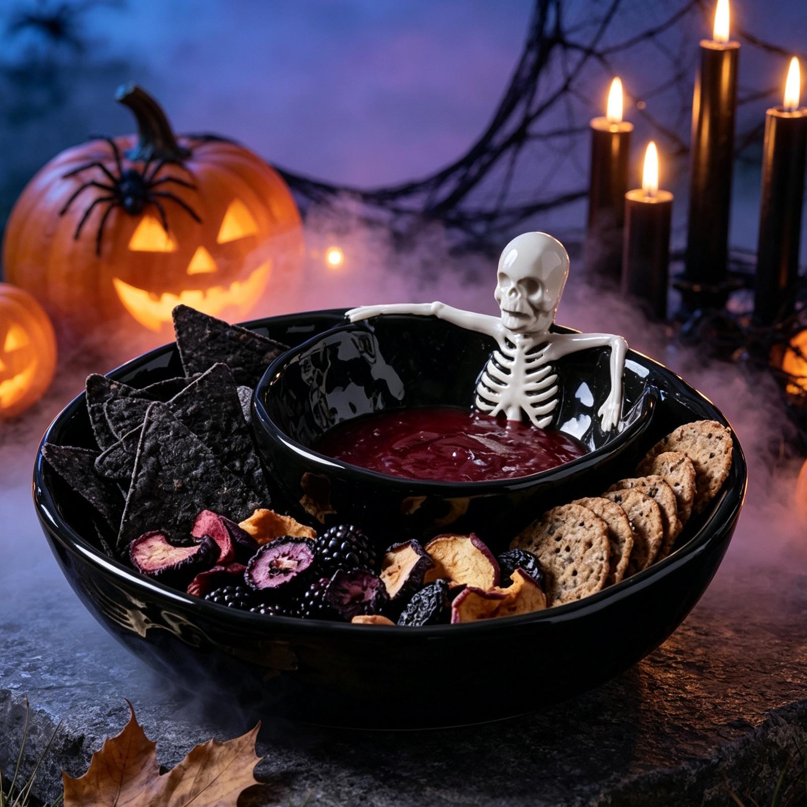 Meal Prep Bowl - Dip-schalen Halloween Dubbellaags Keramiek Schedel Spookachtig