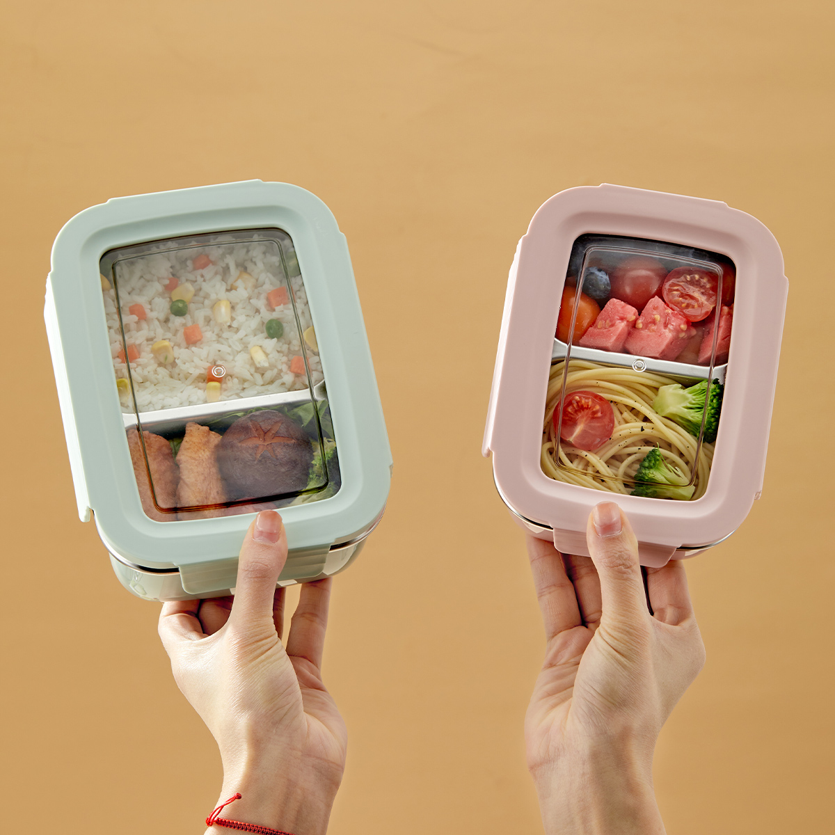 Meal Prep Bowl - Magnetron 304 roestvrijstalen compartiment Lunchbox Stapelbaar