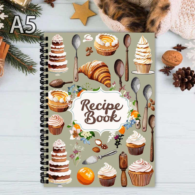 Meal Plan Notepad - Esthetisch recepten-spiraalnotitieboek, familiereceptenboek, blanco pagina's, perfect